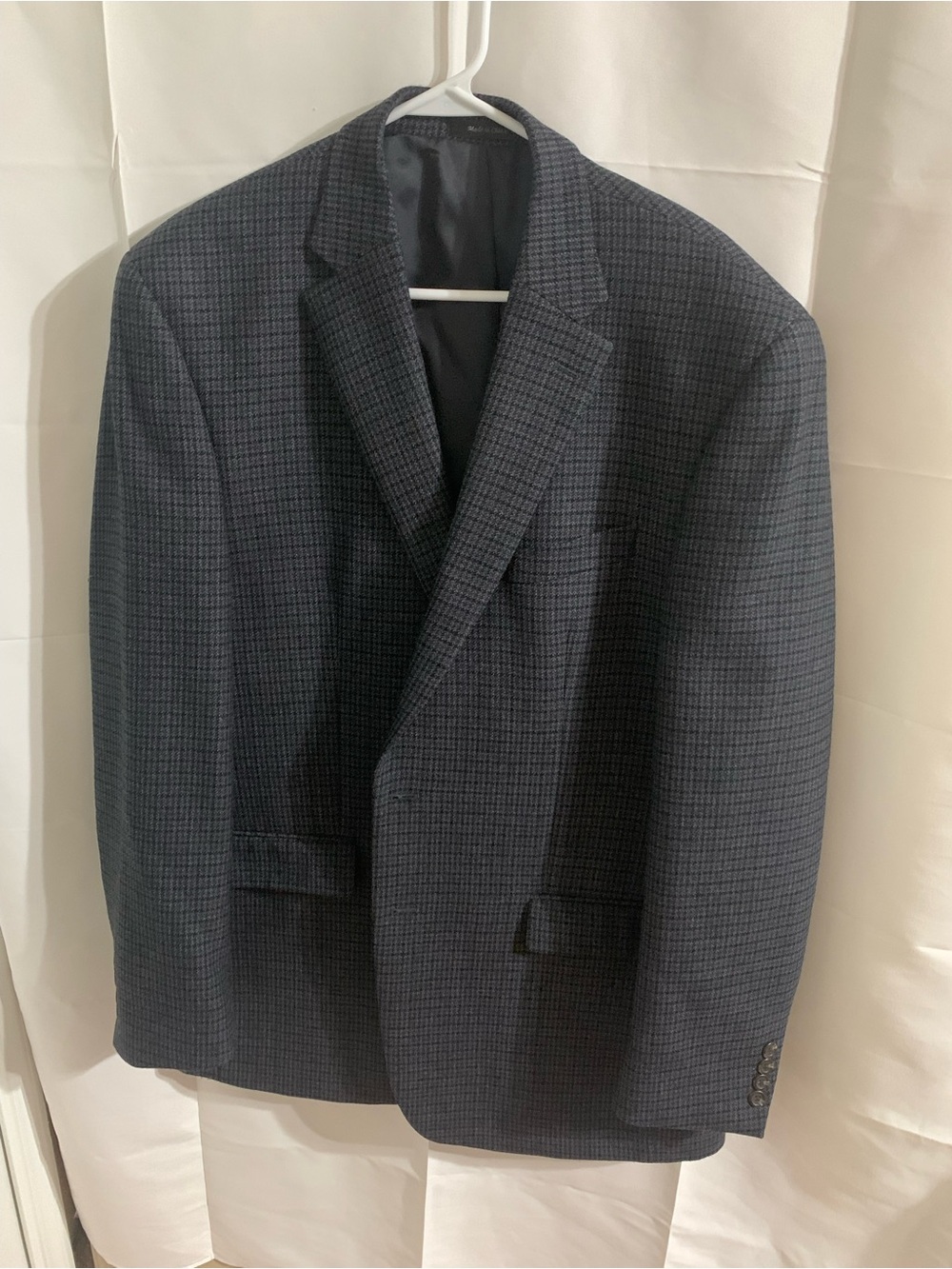 CHAPS Men's Navy Charcoal Micro-Check Sport Coat Lamb Wool 44L